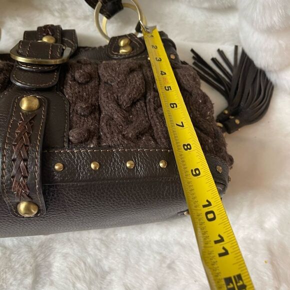 Rafè brown sweater satchel with brown leather trims antique tone hardwares - Picture 11 of 13